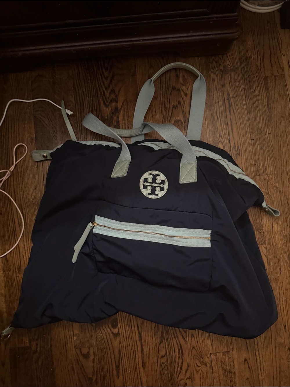 Tory Burch Navy and Light Blue Convertible Tote